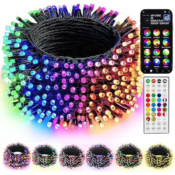 Smart Color Changing Christmas Lights,66FT 200 LED RGB String Lights with Remote - Picture 7 of 7